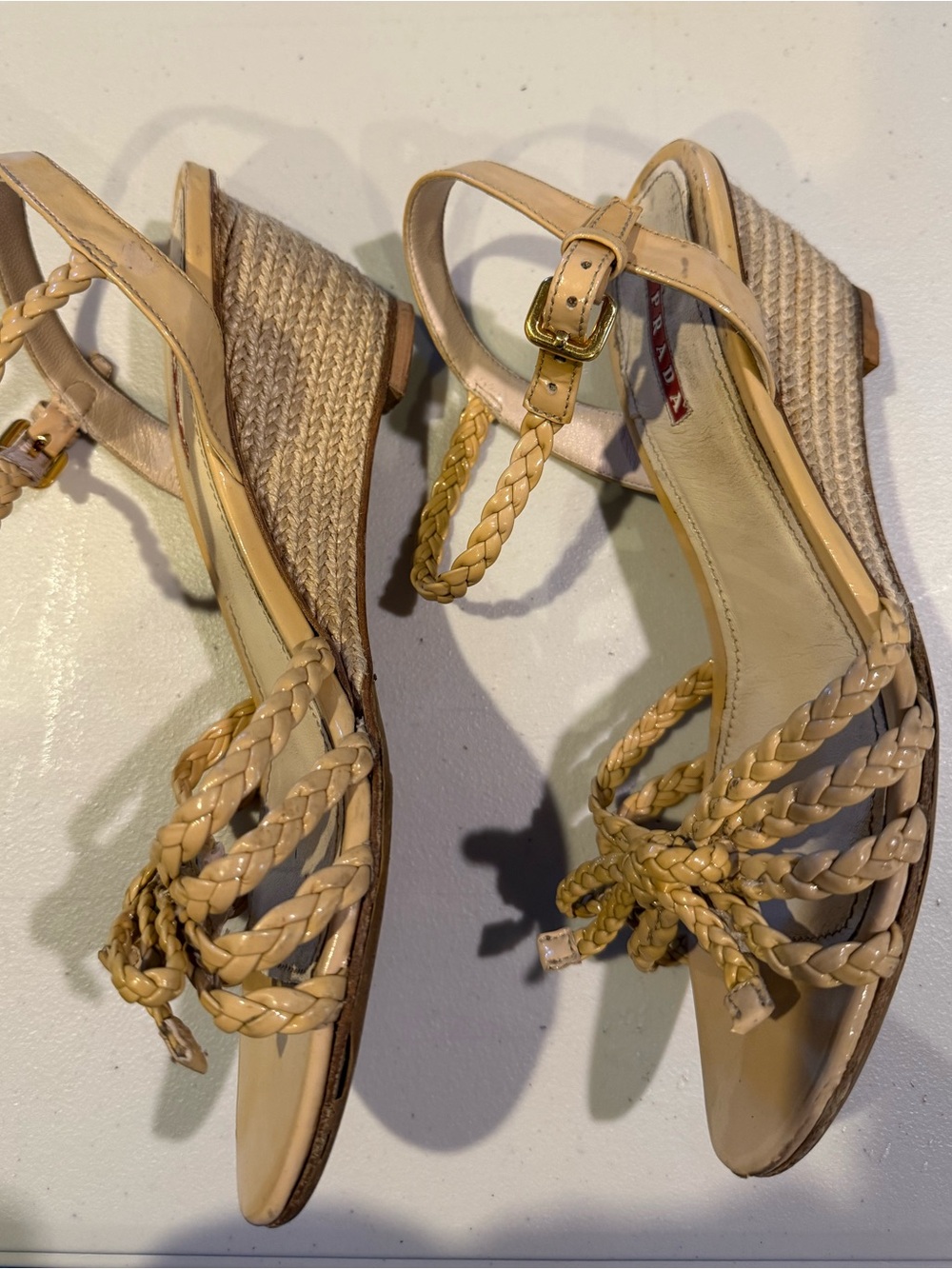 PRADA sport leather bow espadrilles